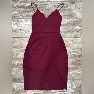 Lulu's Strapless Burgundy Dress